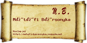 Mátéfi Bársonyka névjegykártya